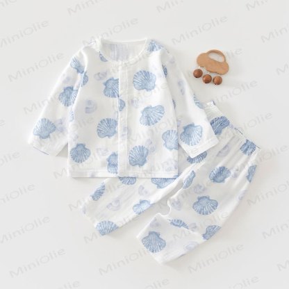 Baby Shell Print Pajamas 2 Pieces Set - White - 2-3T - image 1