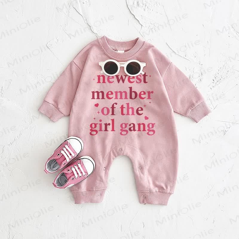 NEWEST MEMBER OF THE GIRL GANG Baby Pink Romper - Pink - 2-3T - image 1