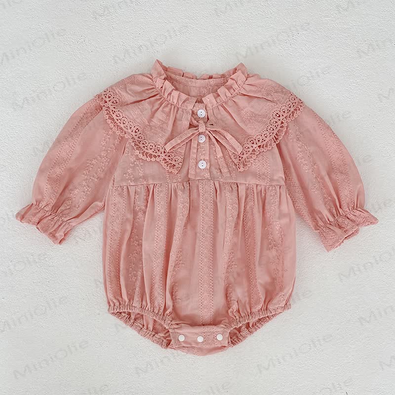 Baby Toddler Girl Lapel Lace Bow Dress/ Bodysuit - image 6
