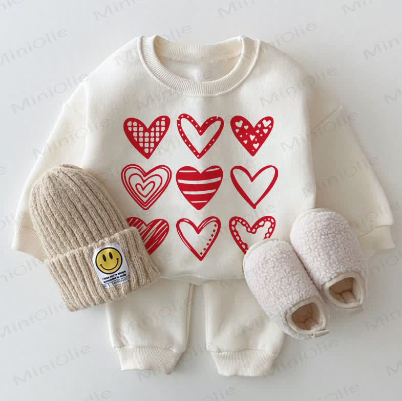 Baby Nine Hearts White Sweatshirt 2-piece Set - White - 2-3T - image 1