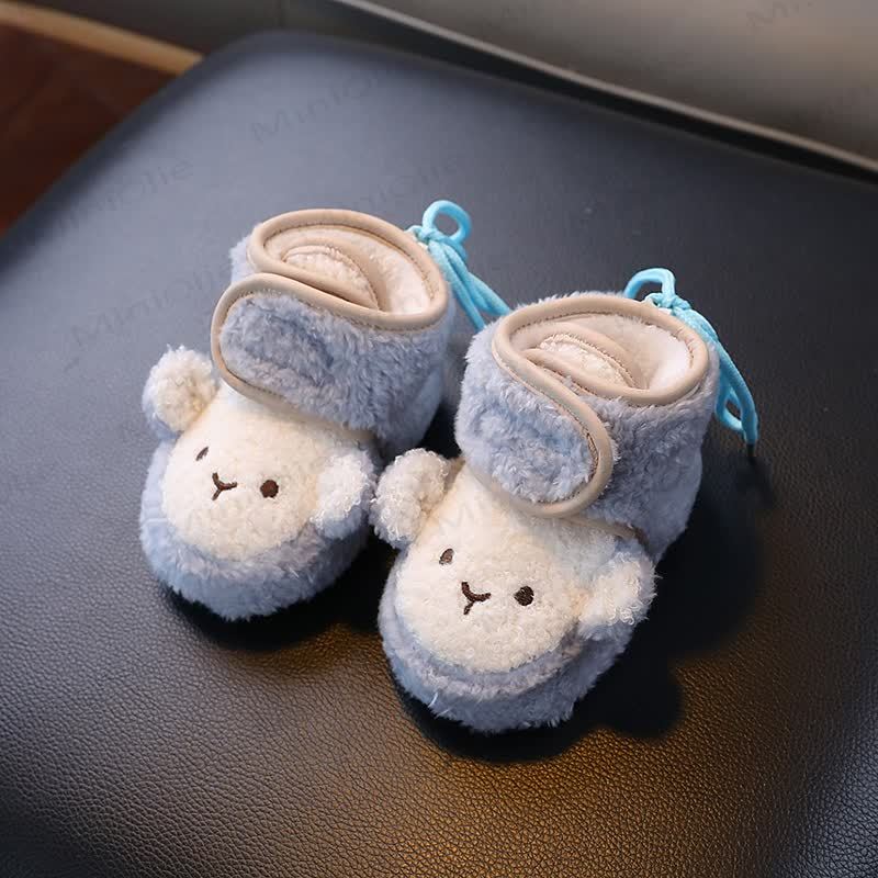 Baby Monkey Fleece Lined Booties - Blue - 10-15M - image 1