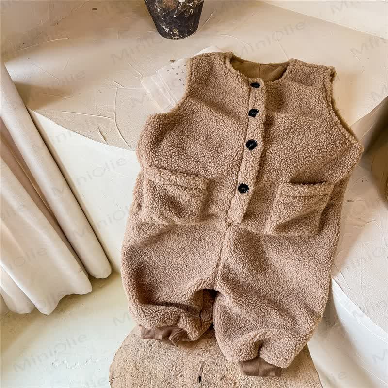 Baby Toddler Girl Fleece Overalls - Coffee - 8Y - image 5