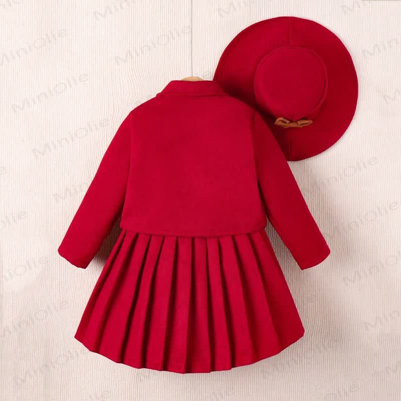 Toddler Kid Lapel Solid Color Pleated Dress - image 2
