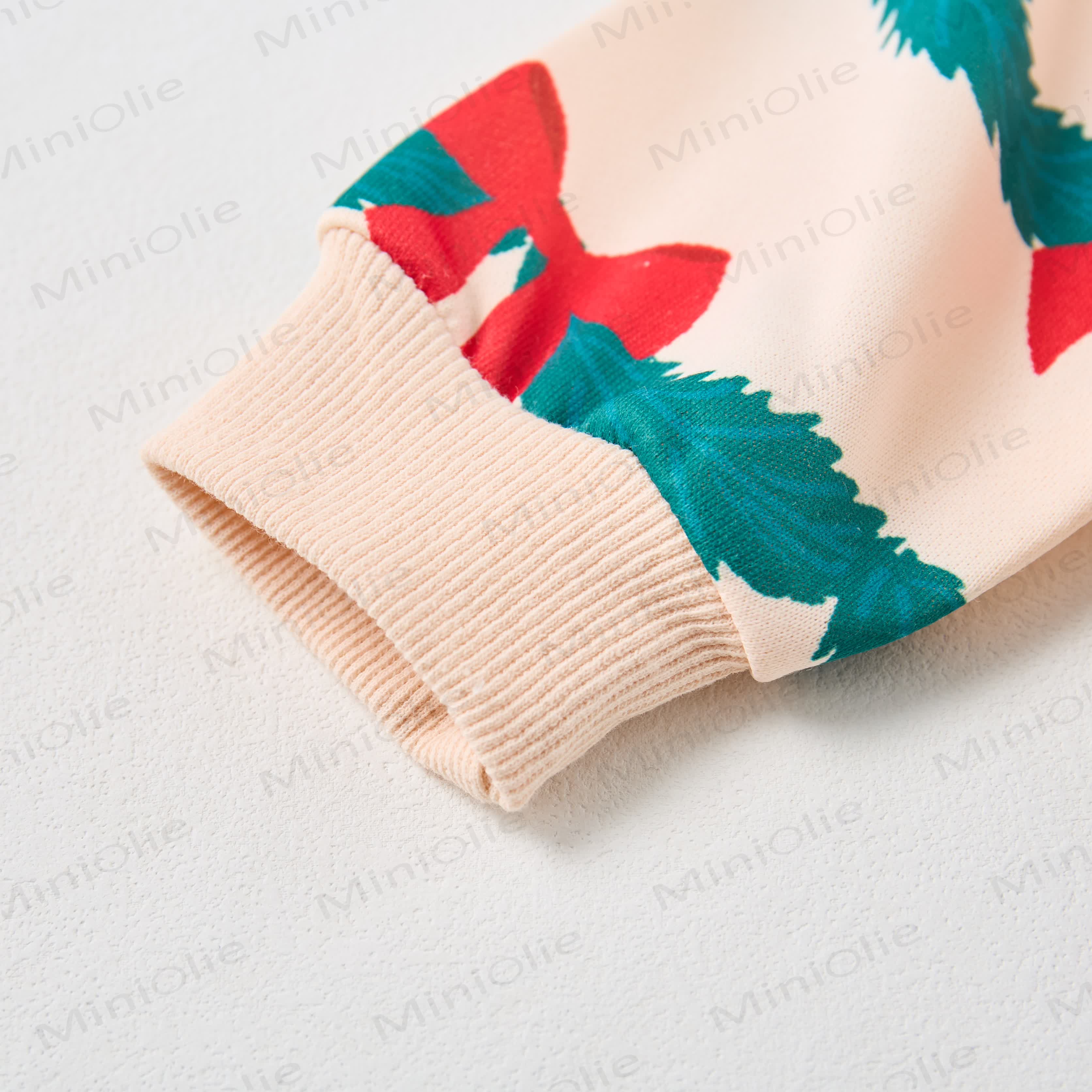 Baby Christmas Wreath Sweatshirt 2-piece Beige Set - image 4