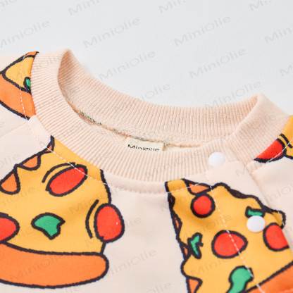 Baby Funny Pizza Print Beige Romper - image 3