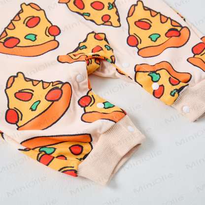 Baby Funny Pizza Print Beige Romper - image 5
