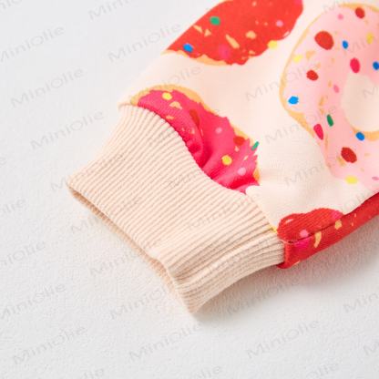 Baby Christmas Colored Donuts Sweatshirt 2-piece Beige Set - image 4
