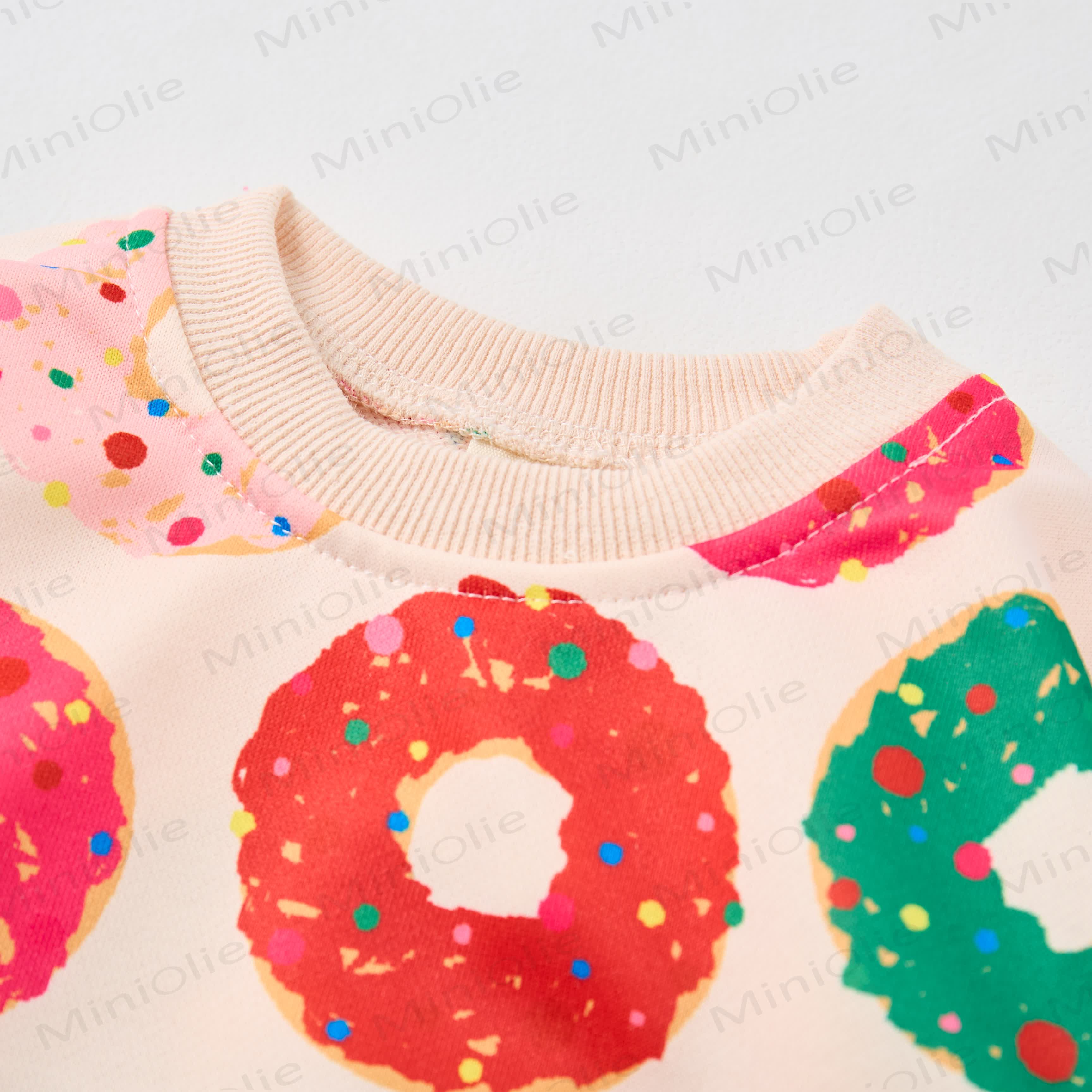 Baby Christmas Colored Donuts Sweatshirt 2-piece Beige Set - image 3