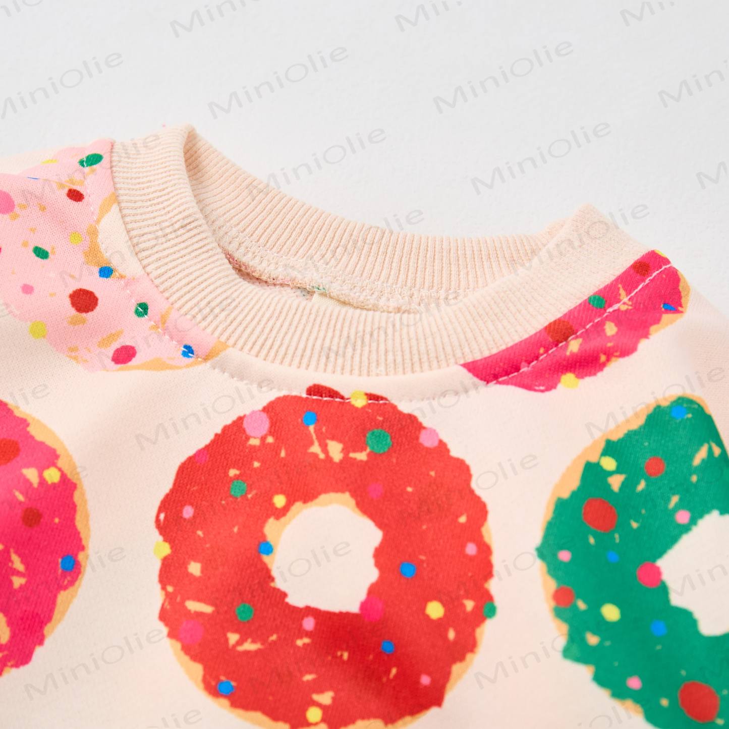 Baby Christmas Colored Donuts Sweatshirt 2-piece Beige Set - image 3
