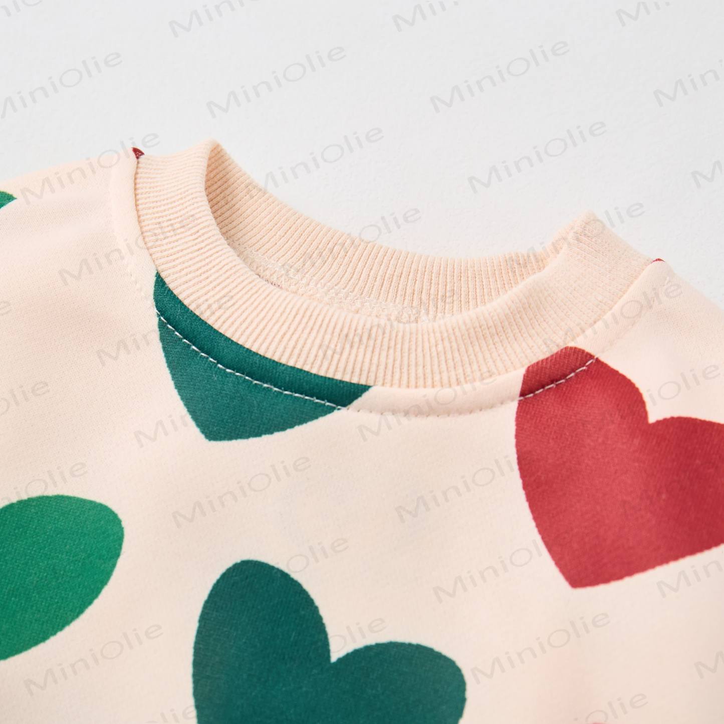 Baby Colorful Hearts Sweatshirt 2-piece Beige Set - image 3
