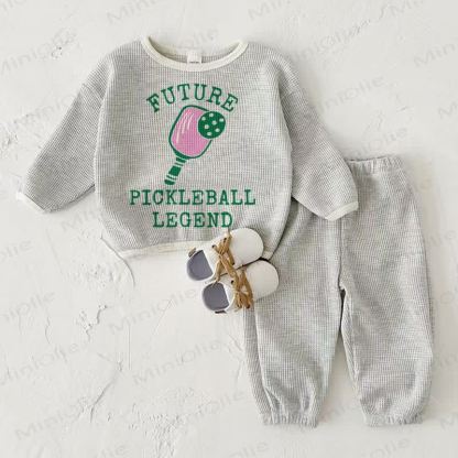 FUTURE PICKLEBALL LEGEND Baby Waffle Light Grey Sweatshirt 2-piece Set - Light Gray - 2-3T - image 1