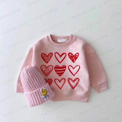 Baby Toddler Red Hearts Sweatshirt - Pink - 2-3T - image 1