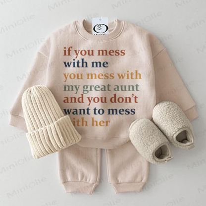 IF YOU MESS WITH ME YOU MESS WITH MY GREAT AUNT AND YOU DON'T WANT TO MESS WITH HER Baby 2-piece Beige Set - Beige - 2-3T - image 1