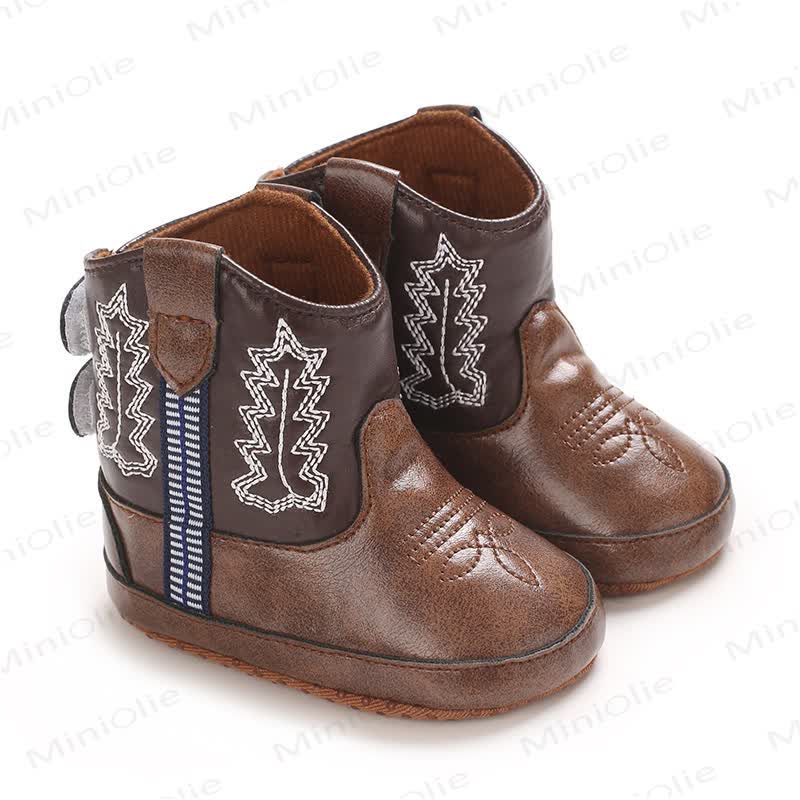 Baby Leaves Embroidered Boots - Blue - 7C - image 7