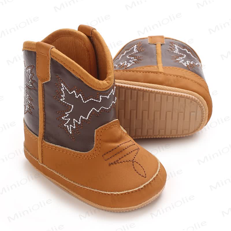 Baby Leaves Embroidered Soft Boots - Yellow - 7C - image 2