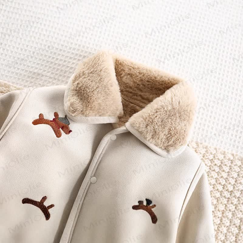Baby Dachshund Cartoon Embroidered Fleece Romper - image 2