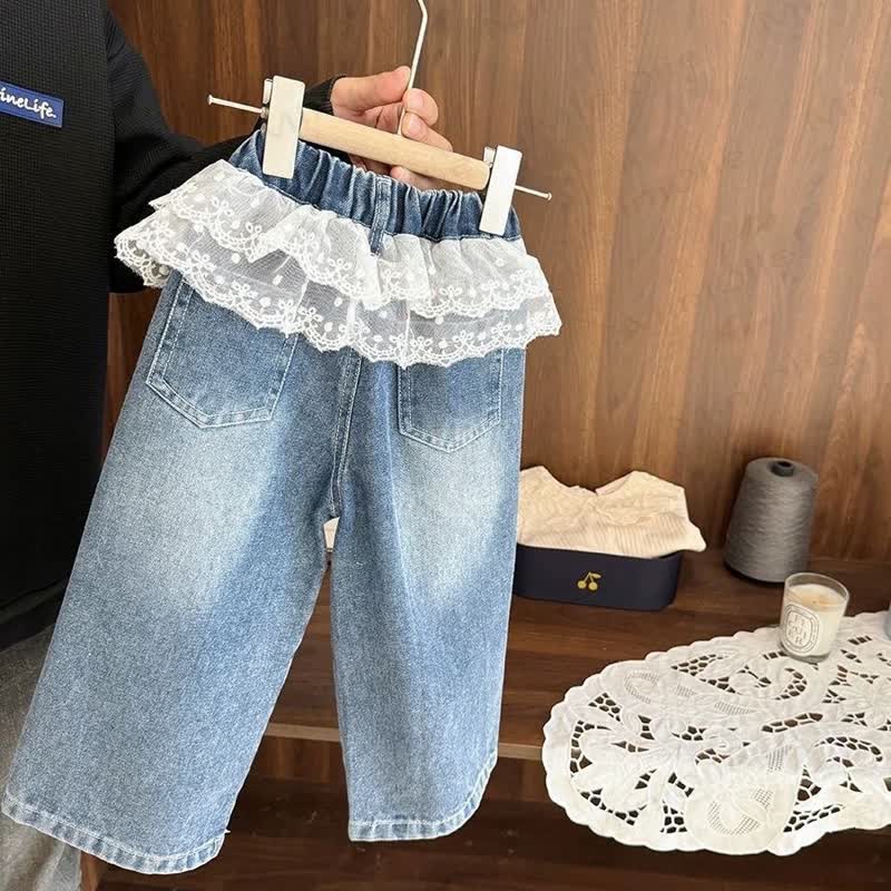 Baby Toddler Girl Lace Denim Loose Pants - image 2