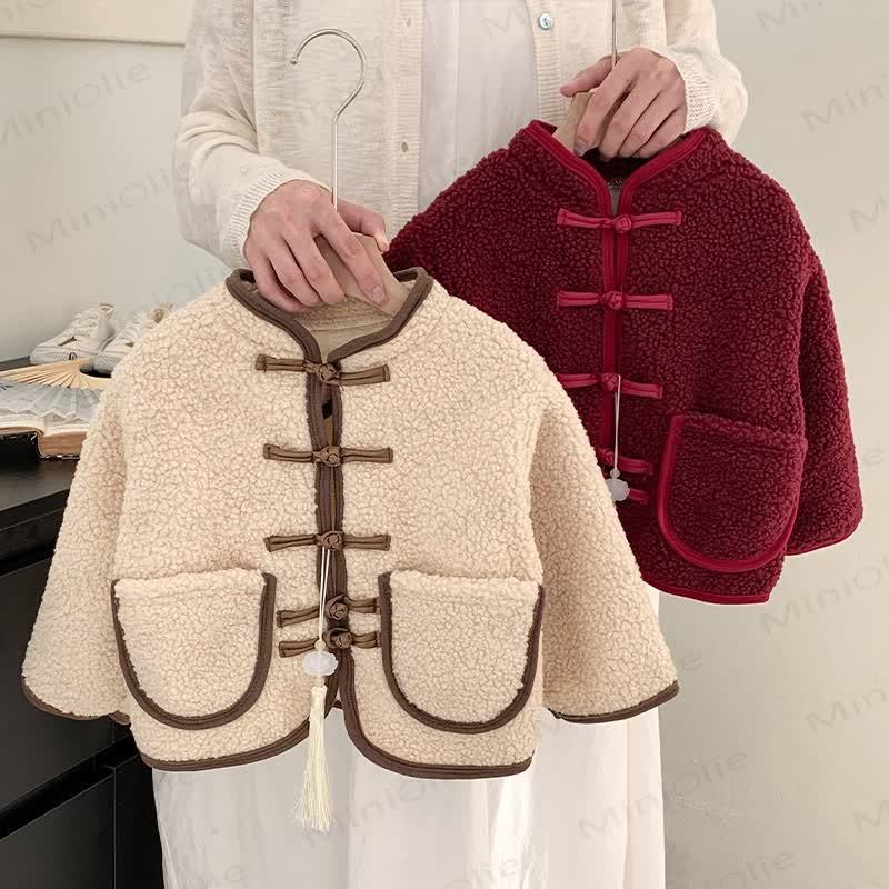 Kid's Retro Solid Color Fleece Outerwear - image 1