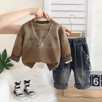 Baby Toddler Boy Denim 2-piece Set - Brown - 5-7T - image 4