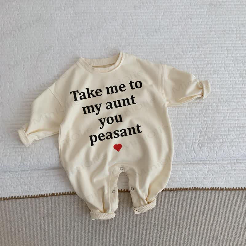 TAKE ME TO MY UNCLE YOU PEASANT Baby Toddler Beige Romper - Aunt - 2-3T - image 2