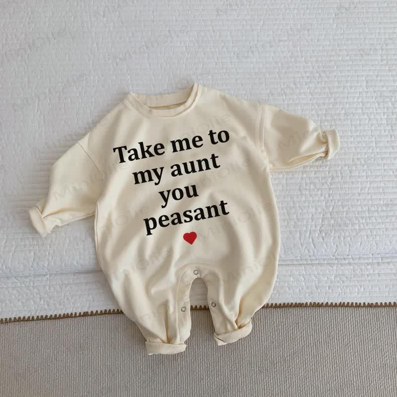 TAKE ME TO MY UNCLE YOU PEASANT Baby Toddler Beige Romper - Aunt - 2-3T - image 2