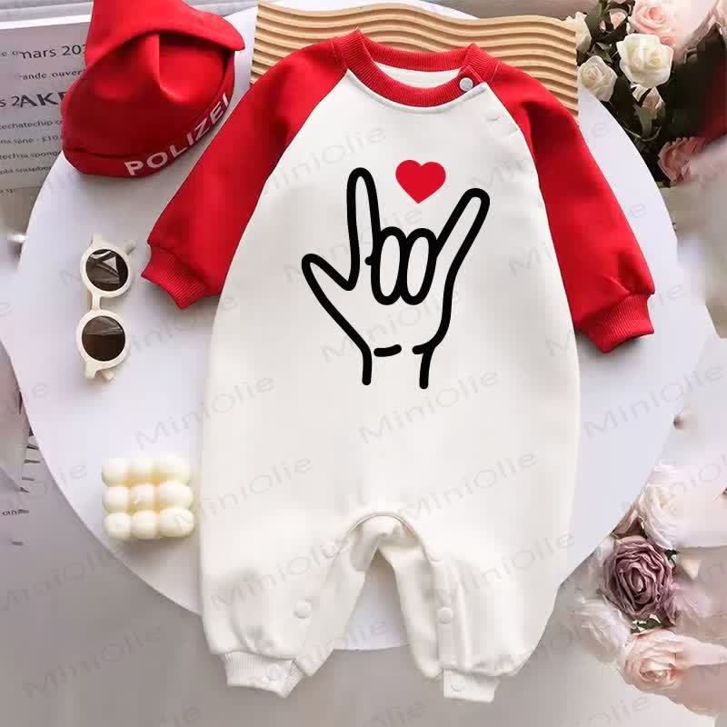 Baby Love You Red Splicing Romper - Red&White - 2-3T - image 1