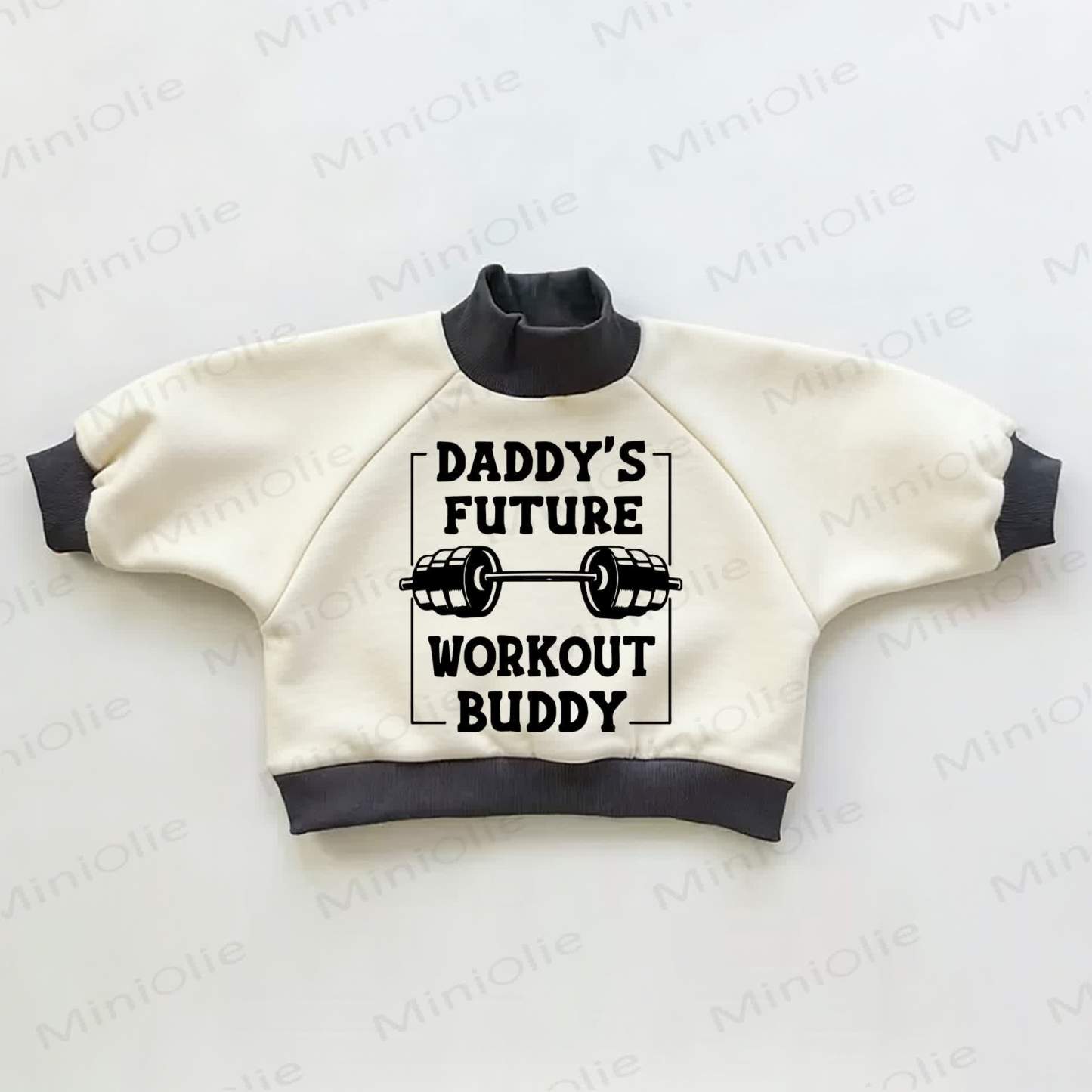 DADDY'S FUTURE WORKOUT BUDDY Baby Toddler Color Block Sweatshirt - Beige&Black - 3-5T - image 1