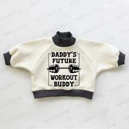 DADDY'S FUTURE WORKOUT BUDDY Baby Toddler Color Block Sweatshirt - Beige&Black - 3-5T - image 1