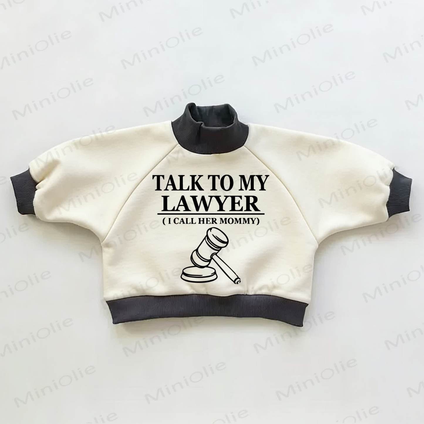 TALK TO MY LAWYER (I CALL HER MOMMY) Baby Toddler Color Block Sweatshirt - Beige&Black - 3-5T - image 1