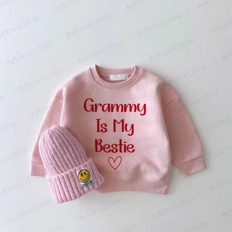GRAMMY IS MY BESTIE Baby Girl Pink Love Sweatshirt - Pink - 2-3T - image 1