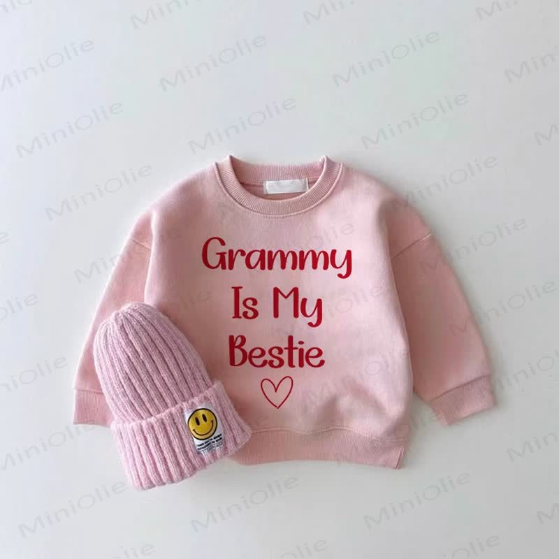 GRAMMY IS MY BESTIE Baby Girl Pink Love Sweatshirt - Pink - 2-3T - image 1