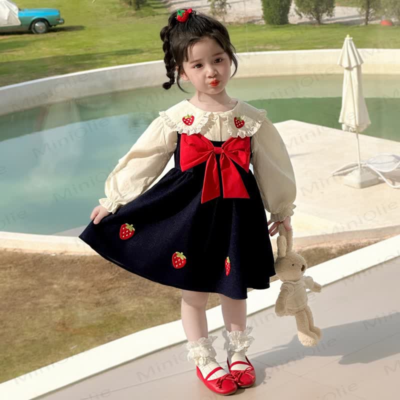 Toddler Kid Girl Strawberry Bow Dress - image 2