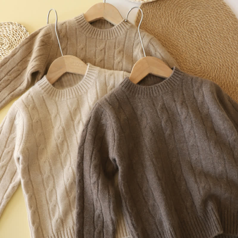 Kid Solid Color Crew Neck Knit Pullover Sweater - image 1