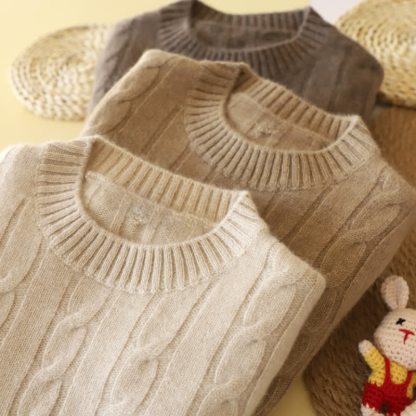 Kid Solid Color Crew Neck Knit Pullover Sweater - image 3