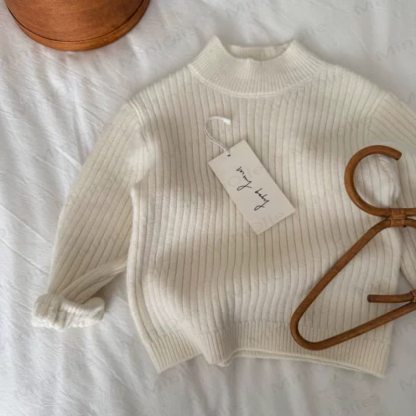 Kid Knitted Solid Color Warm Sweater - Beige - 10Y - image 2