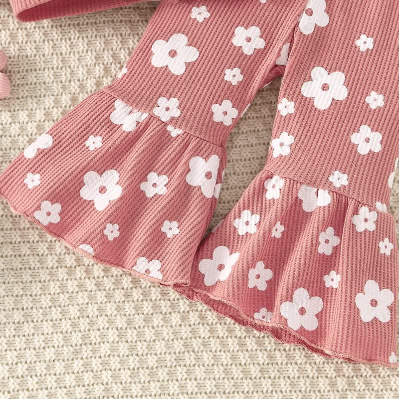 Baby Girl Rib Pink Flower Top & Bell Pants - image 5