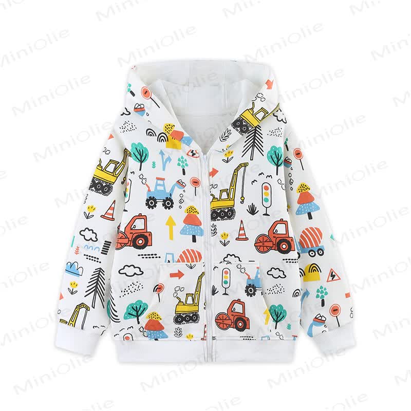 Toddler Kid Boys Cartoon Print Hooded Outerwear - White - 7Y - image 1