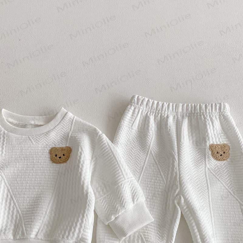 Baby Boy Bear 2-piece White Set - image 9