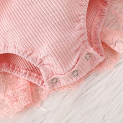 Baby Girl Bow Flower Flying Sleeves Lace Romper Dress - image 20