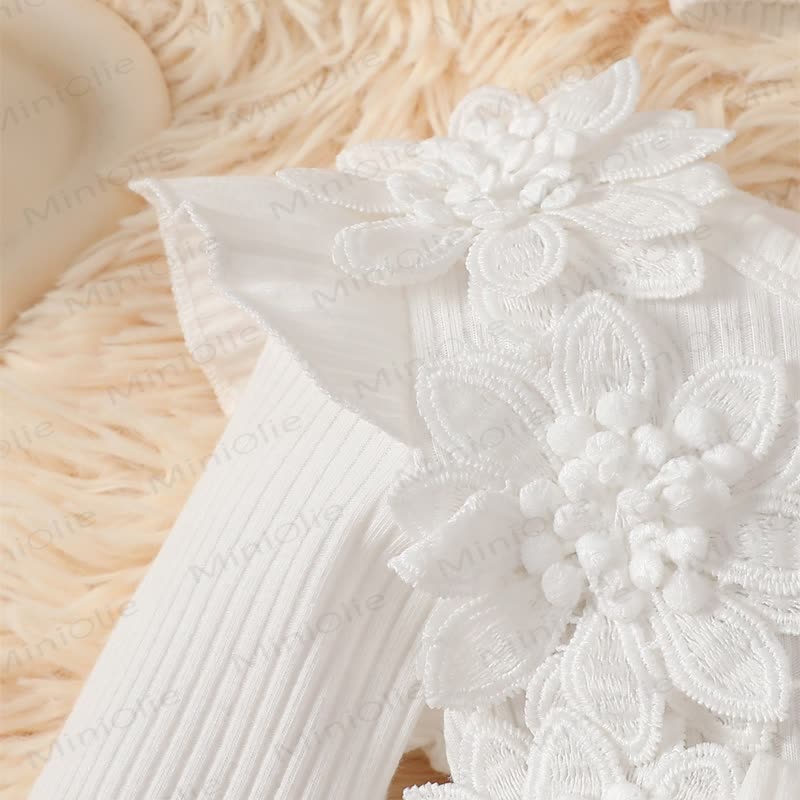 Baby Girl Bow Flower Flying Sleeves Lace Romper Dress - image 25