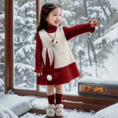 Toddler Kid Girl Bunny Sleeveless Dress/ Red Top - image 4