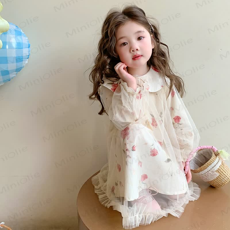 Toddler Girl Flower Mesh Dress - image 3