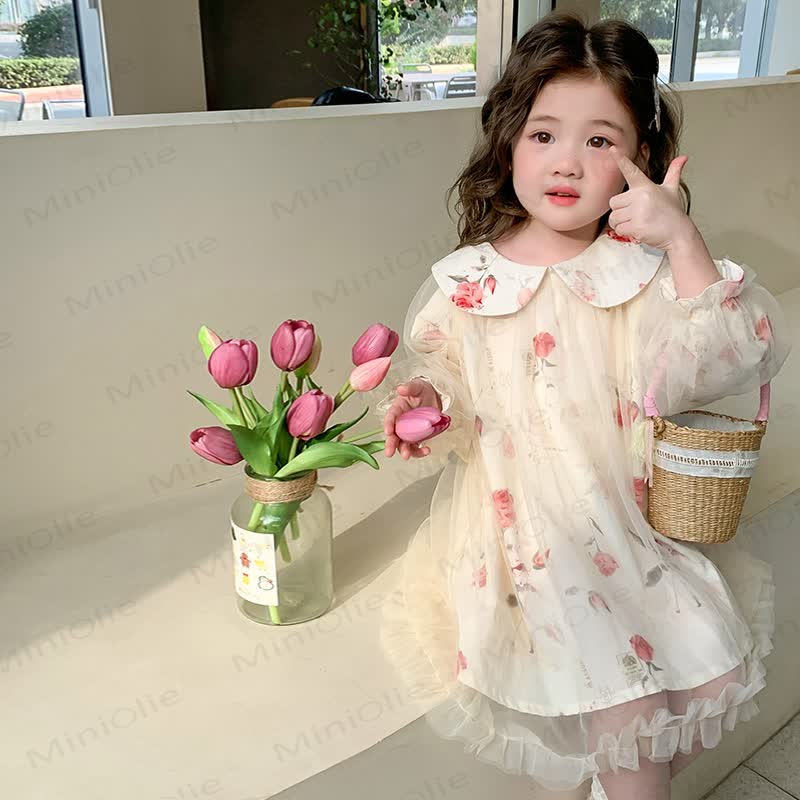 Toddler Girl Flower Mesh Dress - image 5