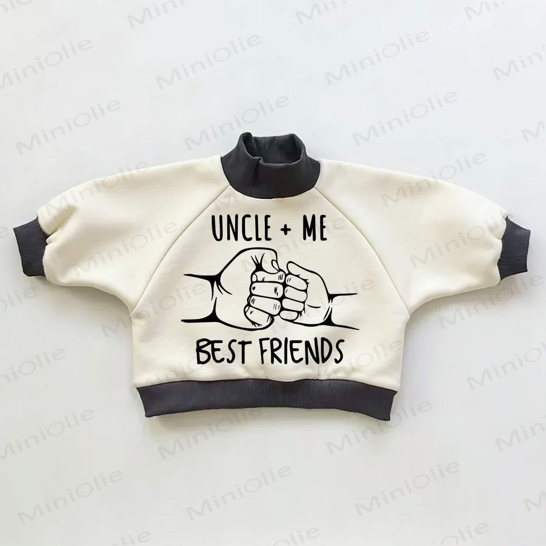 UNCLE + ME = BEST FRIENDS Baby Toddler Color Block Sweatshirt - Beige&Black - 3-5T - image 1