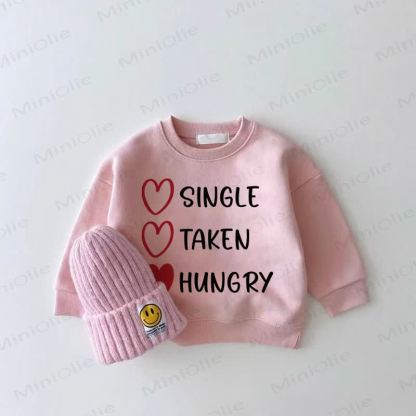 SINGLE TAKEN HUNGRY Baby Girl Love Pink Sweatshirt - Pink - 2-3T - image 1