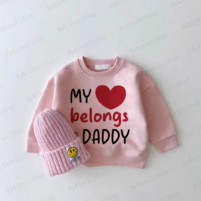 MY BELONGS TO DADDY Baby Girl Love Pink Sweatshirt - Pink - 2-3T - image 1
