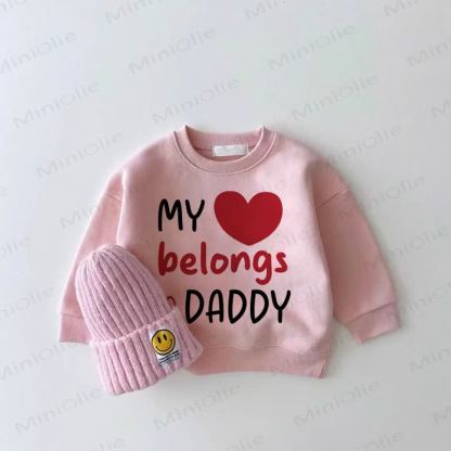 MY BELONGS TO DADDY Baby Girl Love Pink Sweatshirt - Pink - 2-3T - image 1