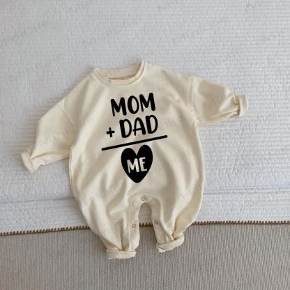 MOM DAD ME Baby Toddler Love Beige Romper - Beige - 2-3T - image 1