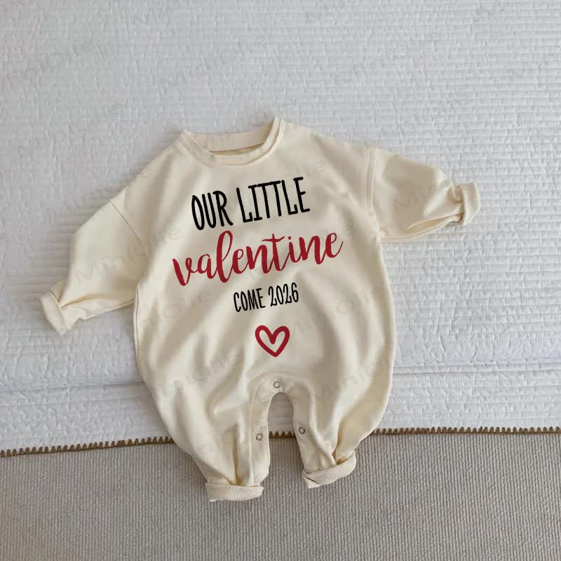 OUR LITTLE VALENTINE COME 2026 Baby Toddler Love Beige Romper - Beige - 2-3T - image 1