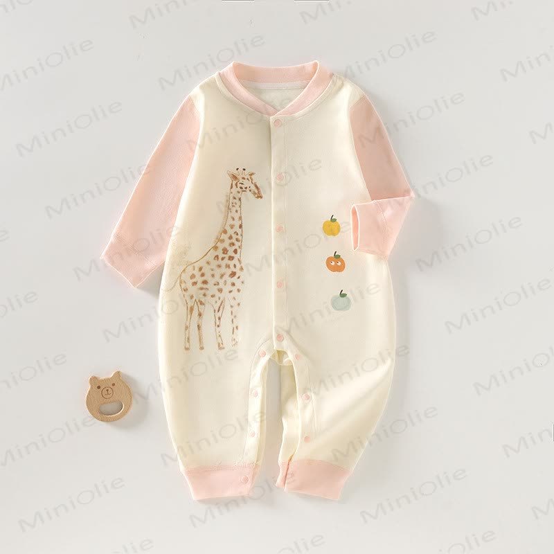 Baby Giraffe Cartoon Print Romper - Pink - 18-24M - image 2